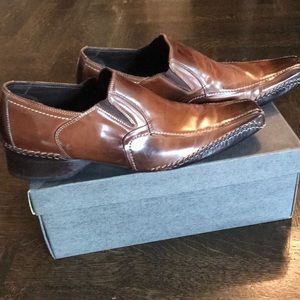 Brown leather loafers